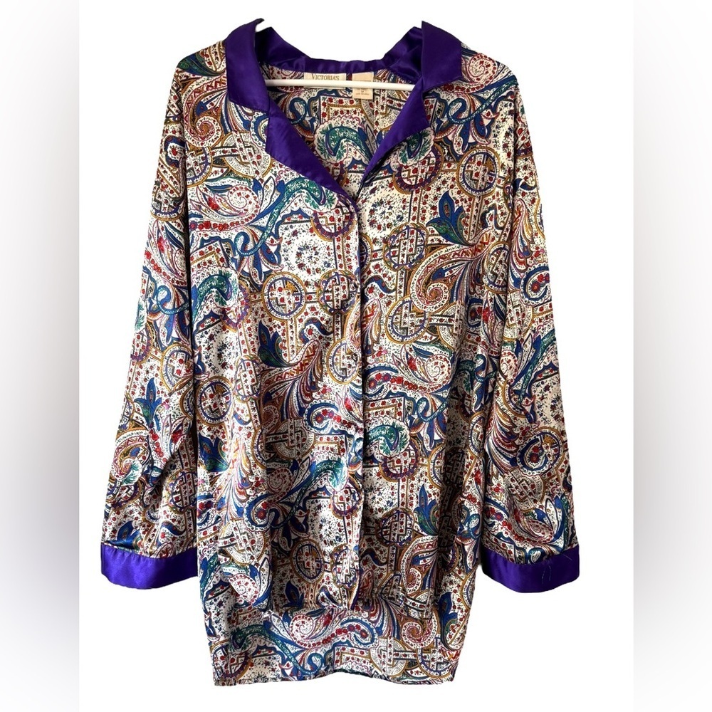 Victoria's Secret Paisley Chemise with Purple Trim